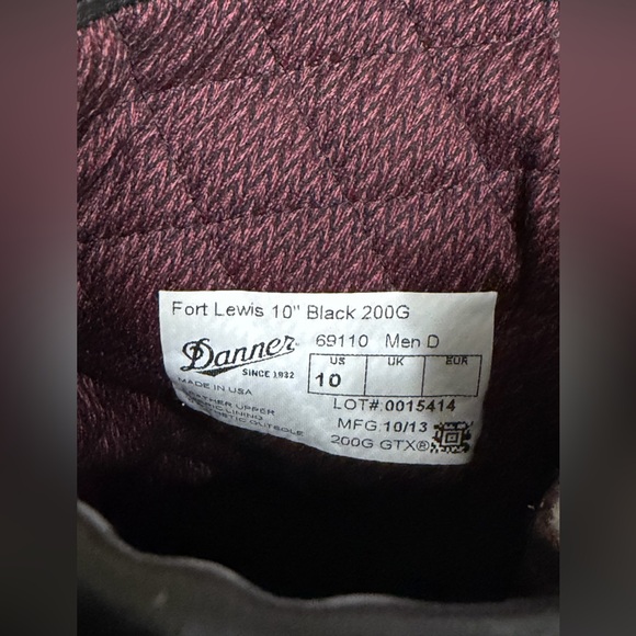 $460 Danner 🇺🇸 Fort Lewis Gore-Tex 200 10” Black Leather Combat Work Boots 10 - Picture 8 of 9